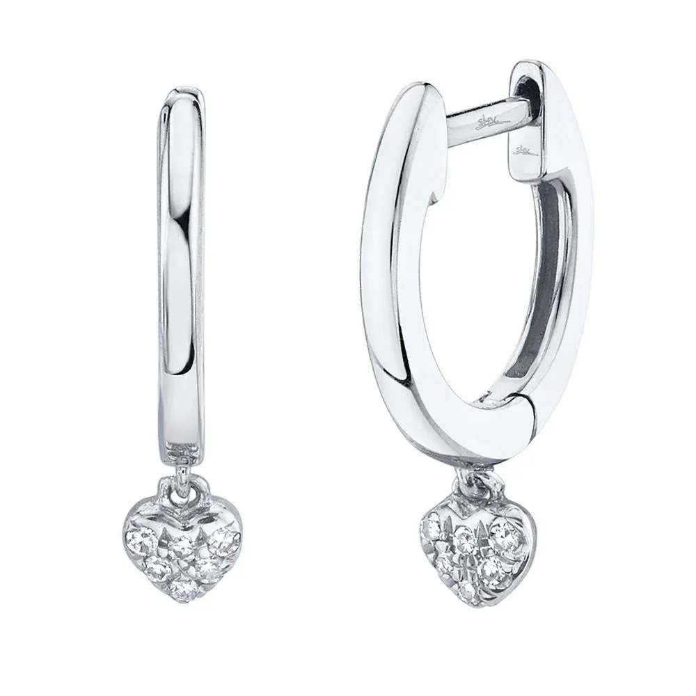 0.04ctw Diamond Pave Heart Huggie Earring