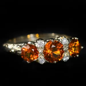 14K Yellow Gold 1.20 CTW Citrine and Diamond Ring