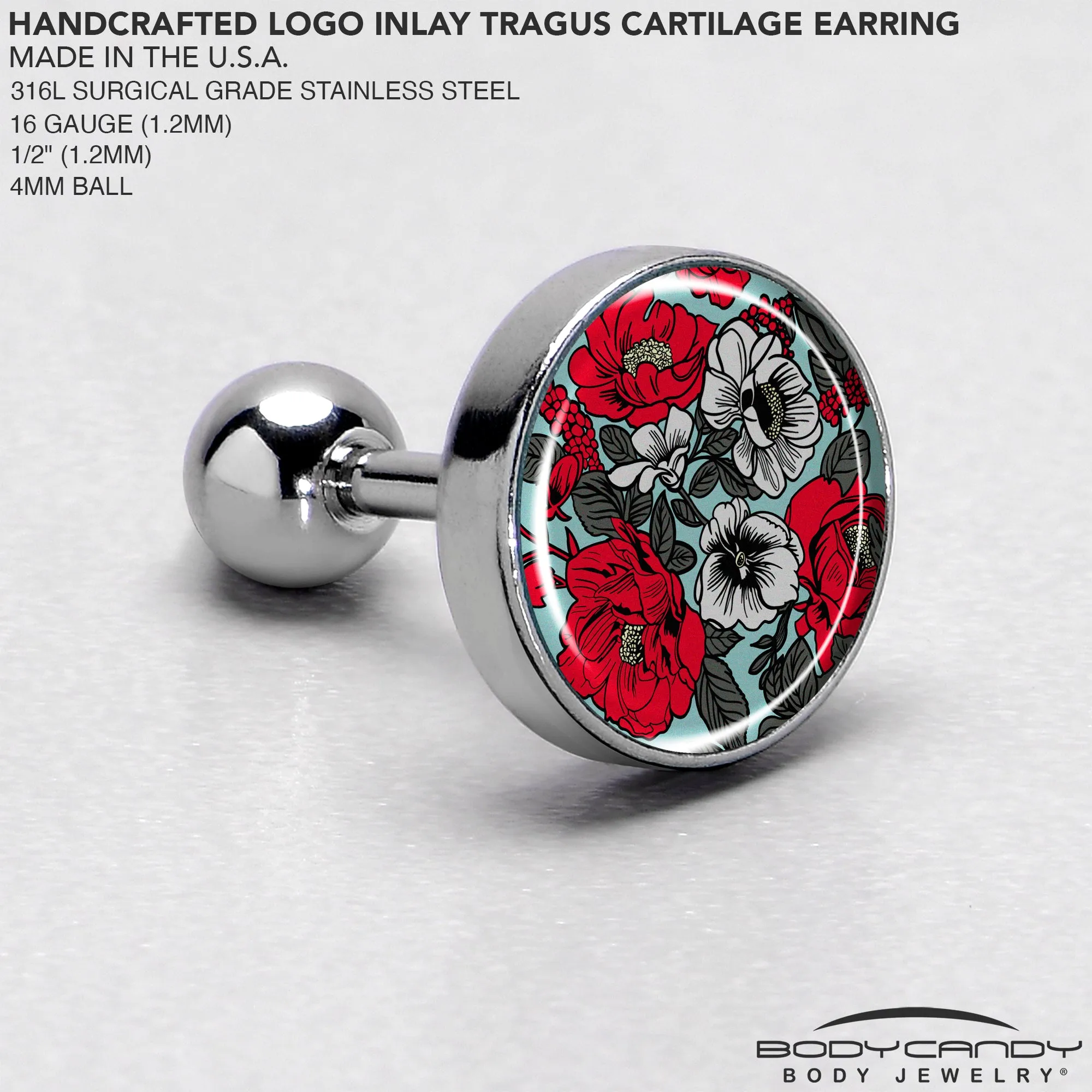 16 Gauge 1/4 Blossom Creation Vibrant Bloom of Flowers Cartilage Earring