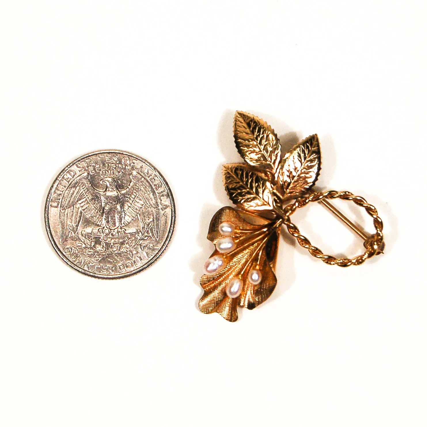 1940's Gold and Cultured Pearl Lily Brooch
