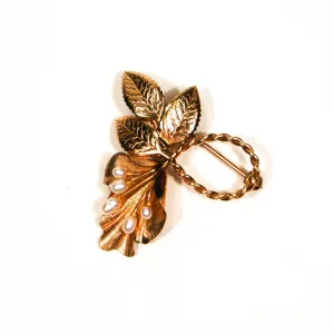 1940's Gold and Cultured Pearl Lily Brooch