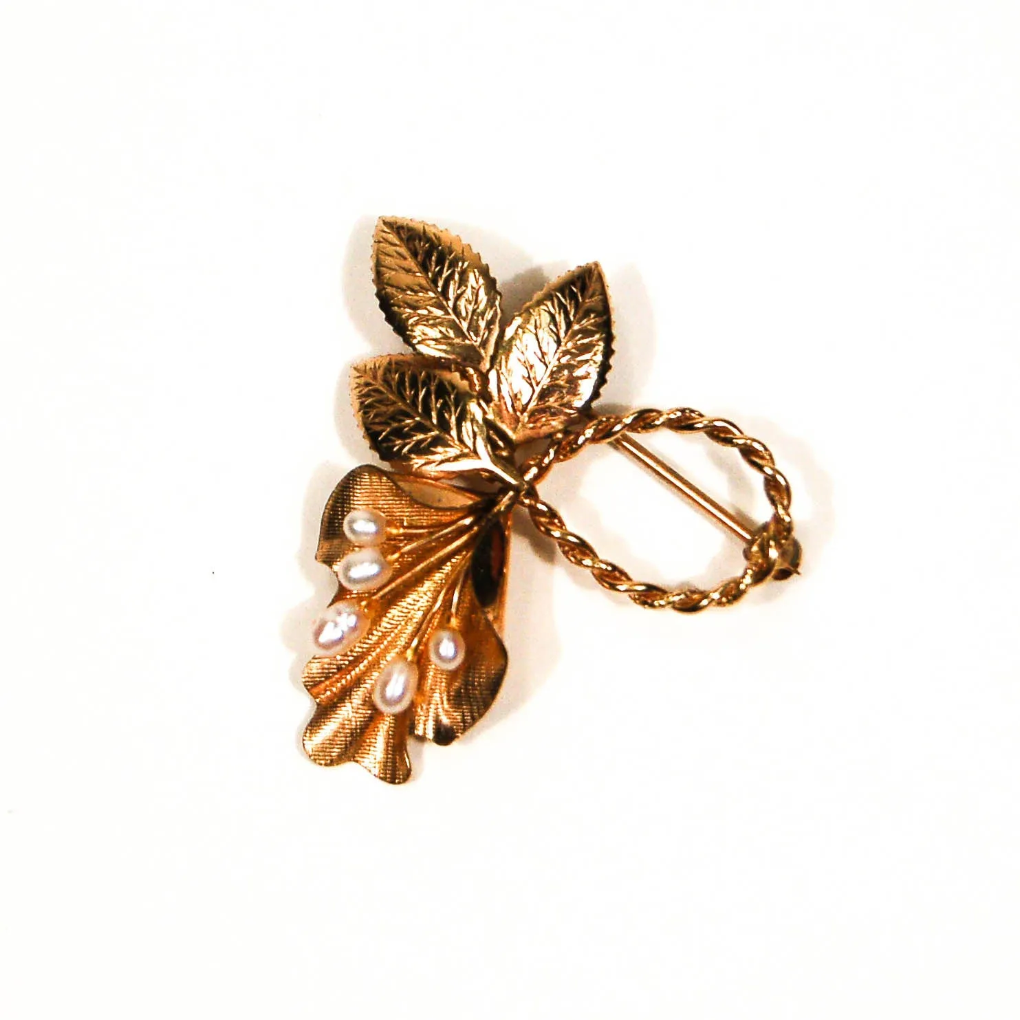 1940's Gold and Cultured Pearl Lily Brooch