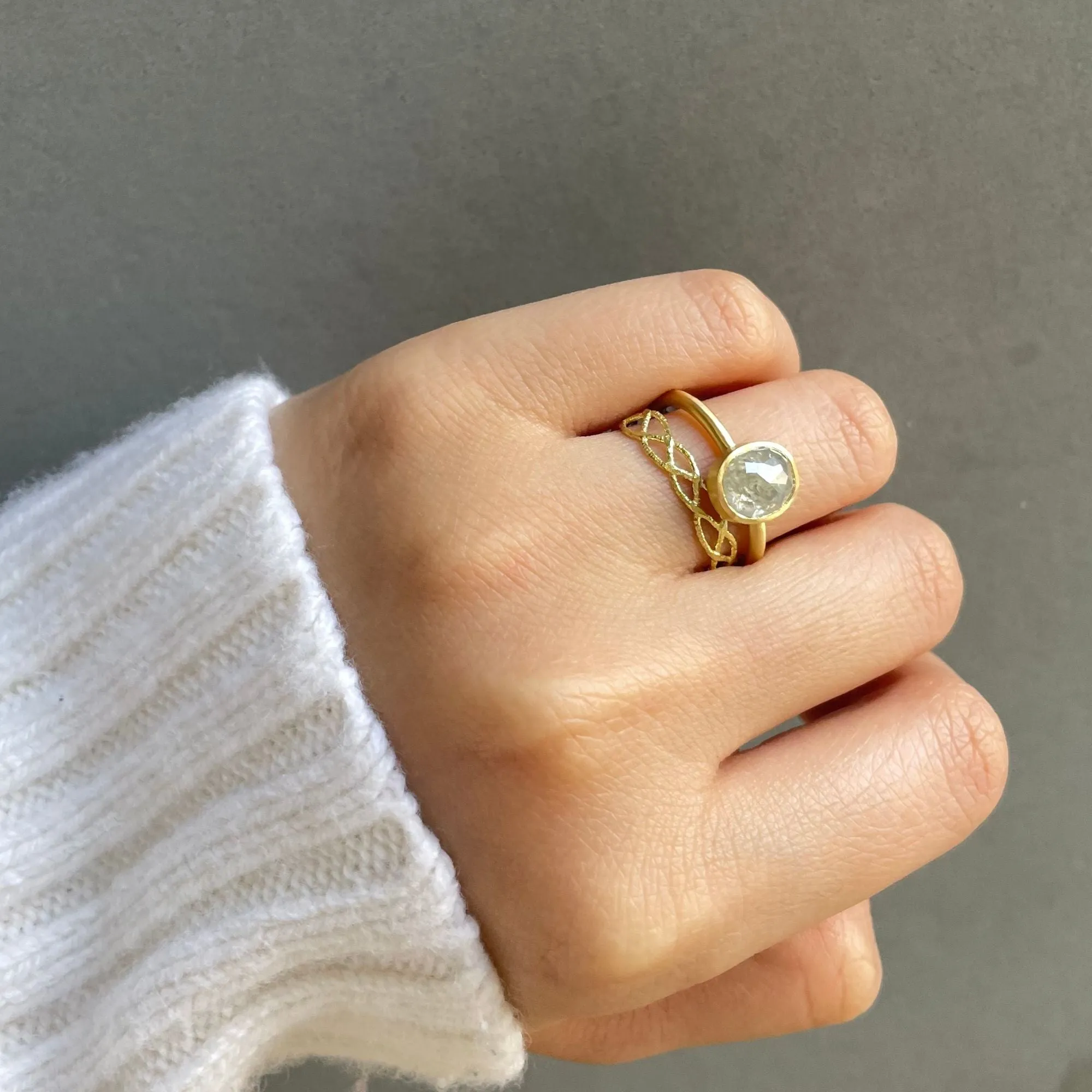 1.95 Carat One-of-a-Kind Rose Cut White Diamond Ring | DR159-OOAK