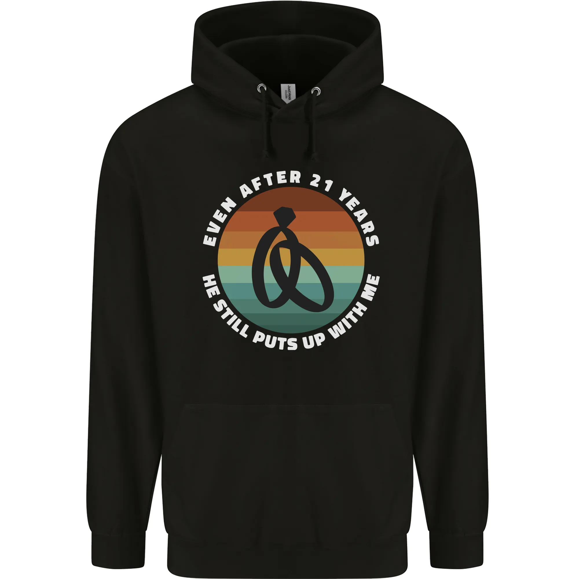 21 Year Wedding Anniversary 21st Marriage Mens 80% Cotton Hoodie