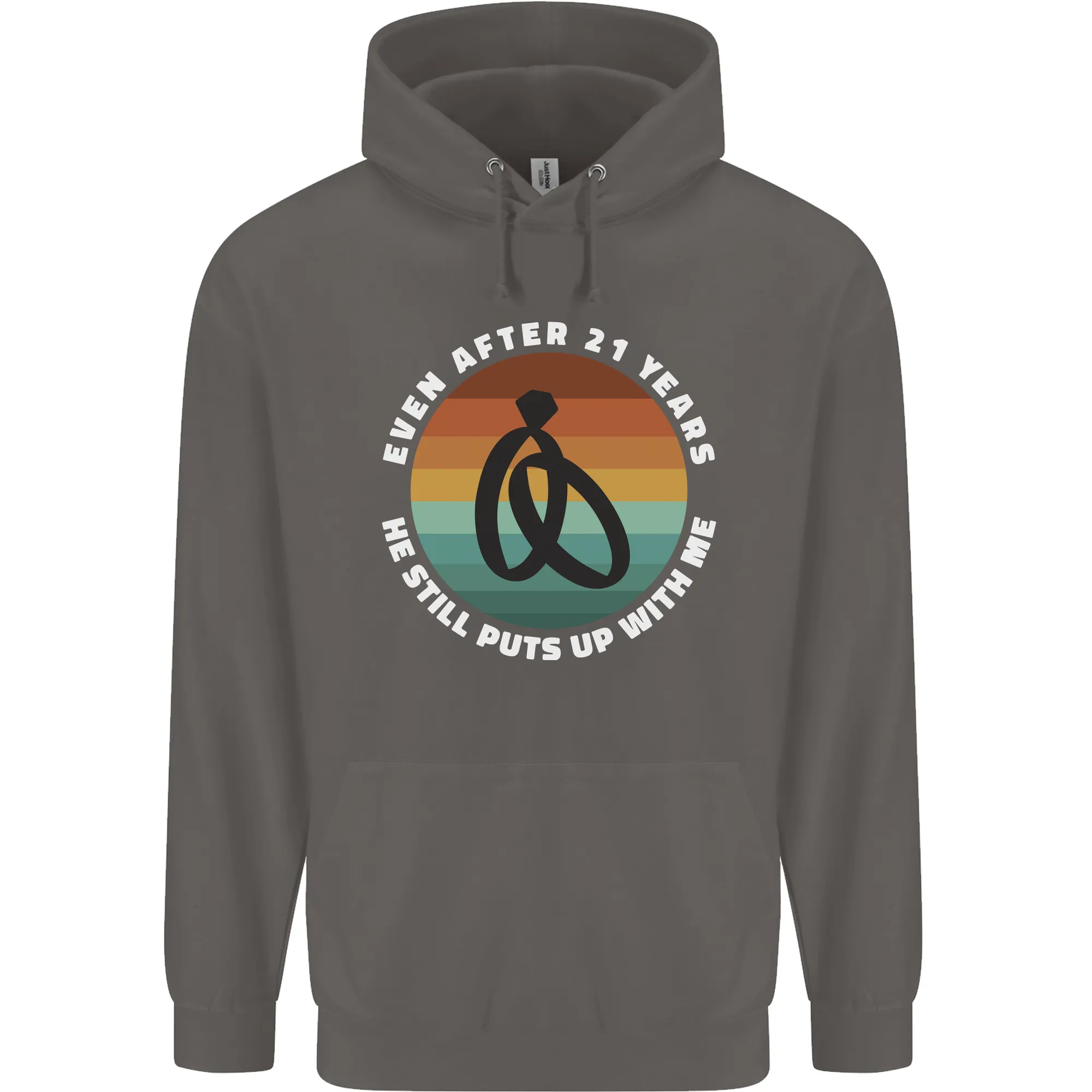 21 Year Wedding Anniversary 21st Marriage Mens 80% Cotton Hoodie