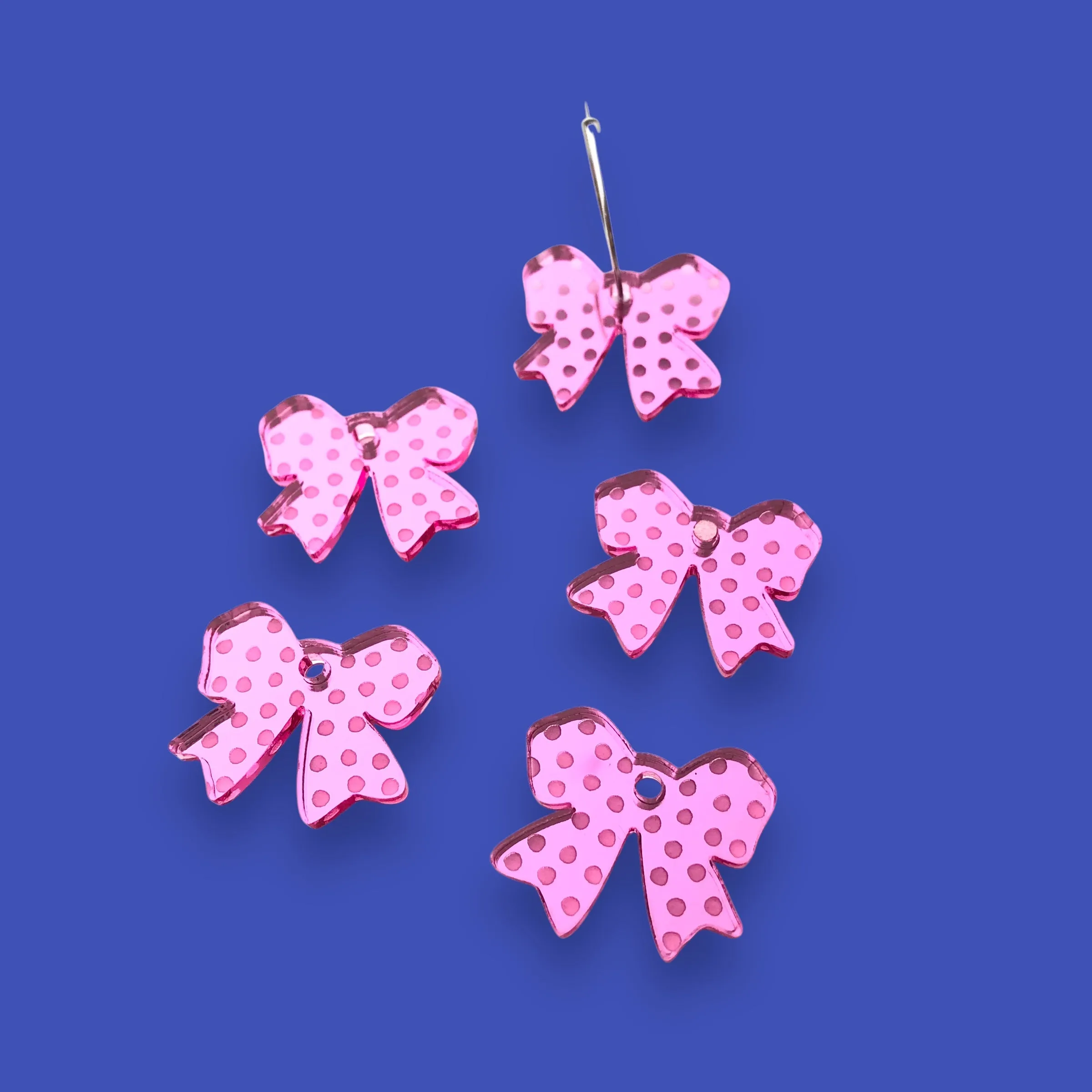 25mm Dotty Bow Charms - 5 Pair Set