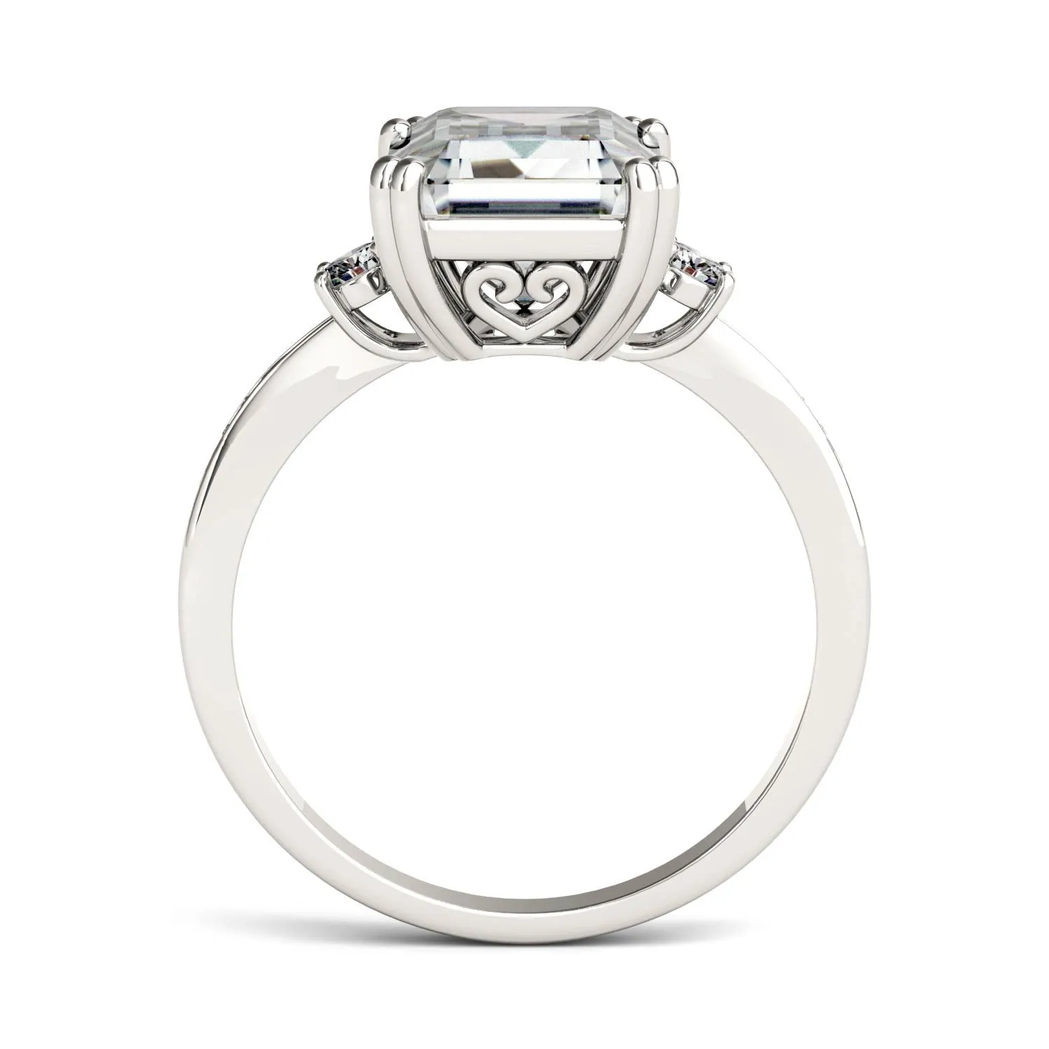 3.69 CTW DEW Emerald Moissanite Basket Ring in 14K White Gold