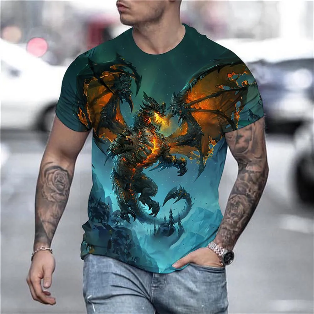 3D Graphic Printed Short Sleeve Shirts The Dragon