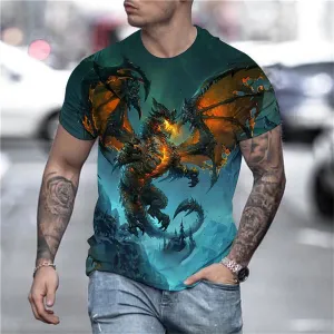 3D Graphic Printed Short Sleeve Shirts The Dragon