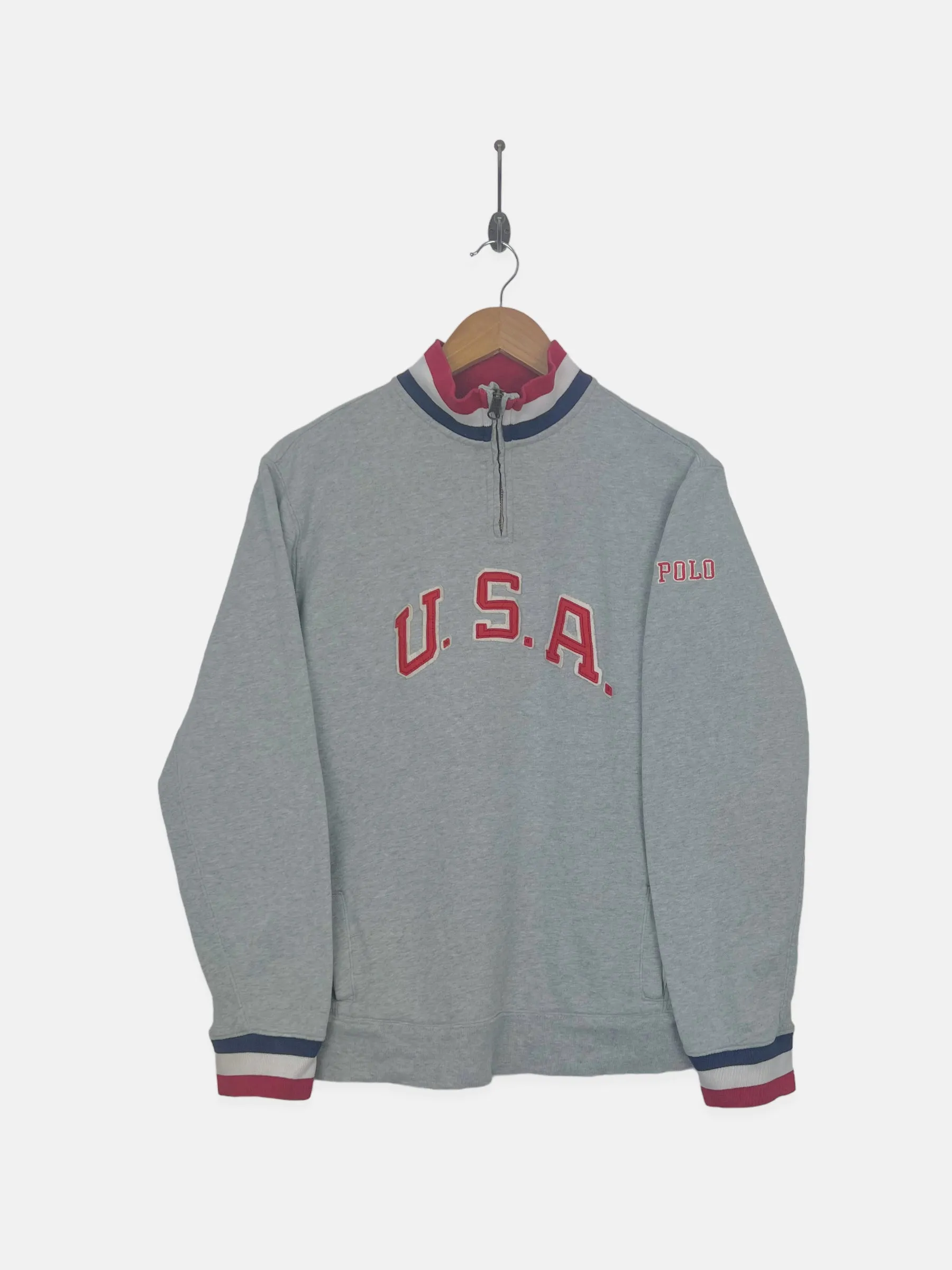 90's Polo Ralph Lauren Embroidered Vintage Quarterzip Sweatshirt Size 6