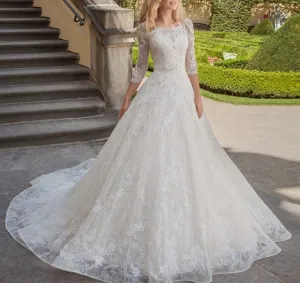 A-Line Lace Bride Dress Romantic Wedding Gowns