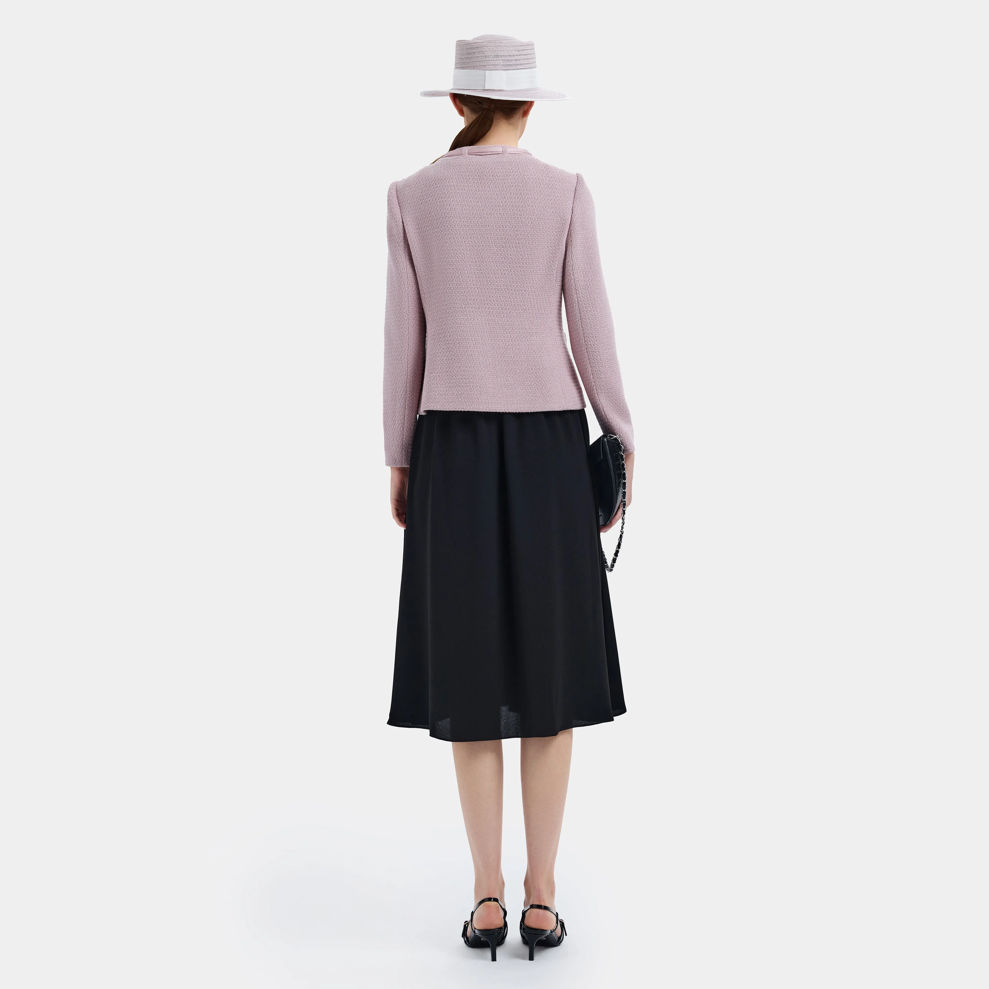 ADORABLE PINK TWEED DRESS WITH BOW, A SWEET TOUCH OF CHARM