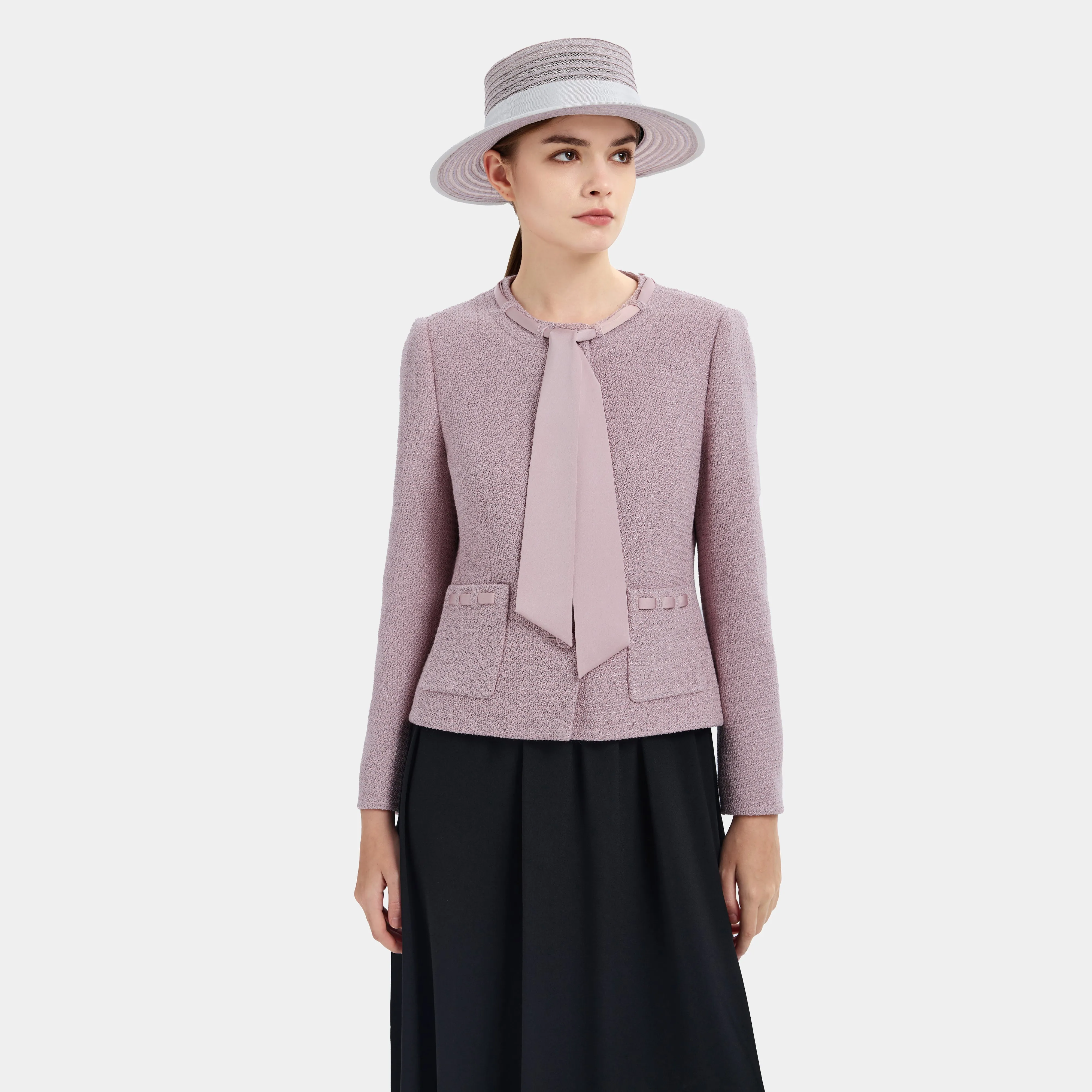 ADORABLE PINK TWEED DRESS WITH BOW, A SWEET TOUCH OF CHARM