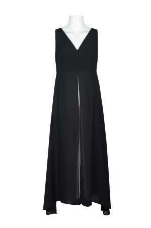 Adrianna Papell V-Neck Sleeveless Zipper Back Chiffon Jumpsuit with Skirt Overlay