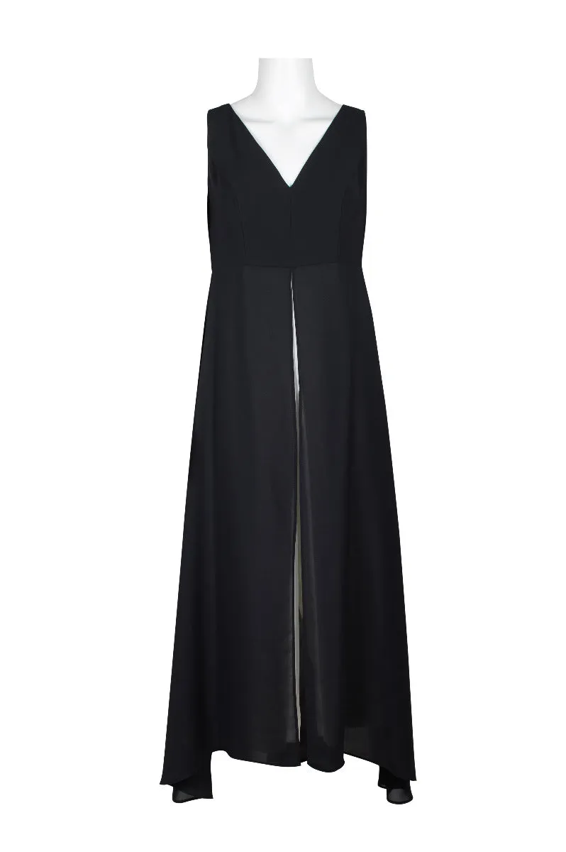 Adrianna Papell V-Neck Sleeveless Zipper Back Chiffon Jumpsuit with Skirt Overlay