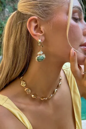 Alani Green Shell Drop Earrings