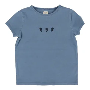 Analogie Floral Accent T-Shirt Short Sleeve - Denim (Printed Denim Collection)