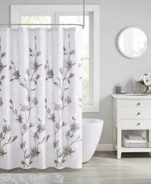 Anise Floral Printed Burnout Shower Curtain
