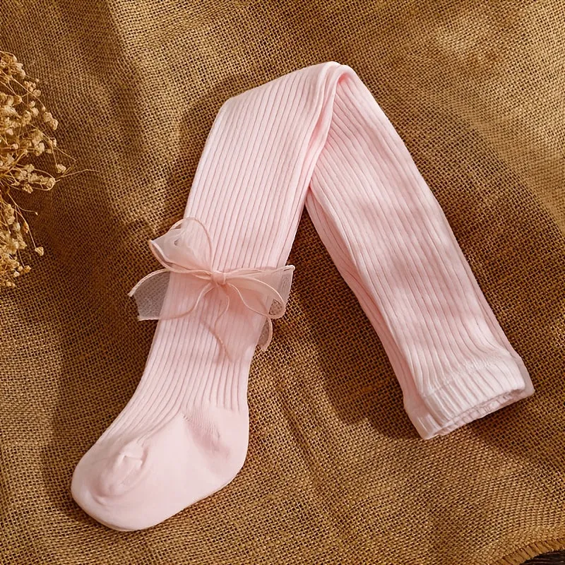 Autumn and Winter Baby Girls Leggings with Lace Bow