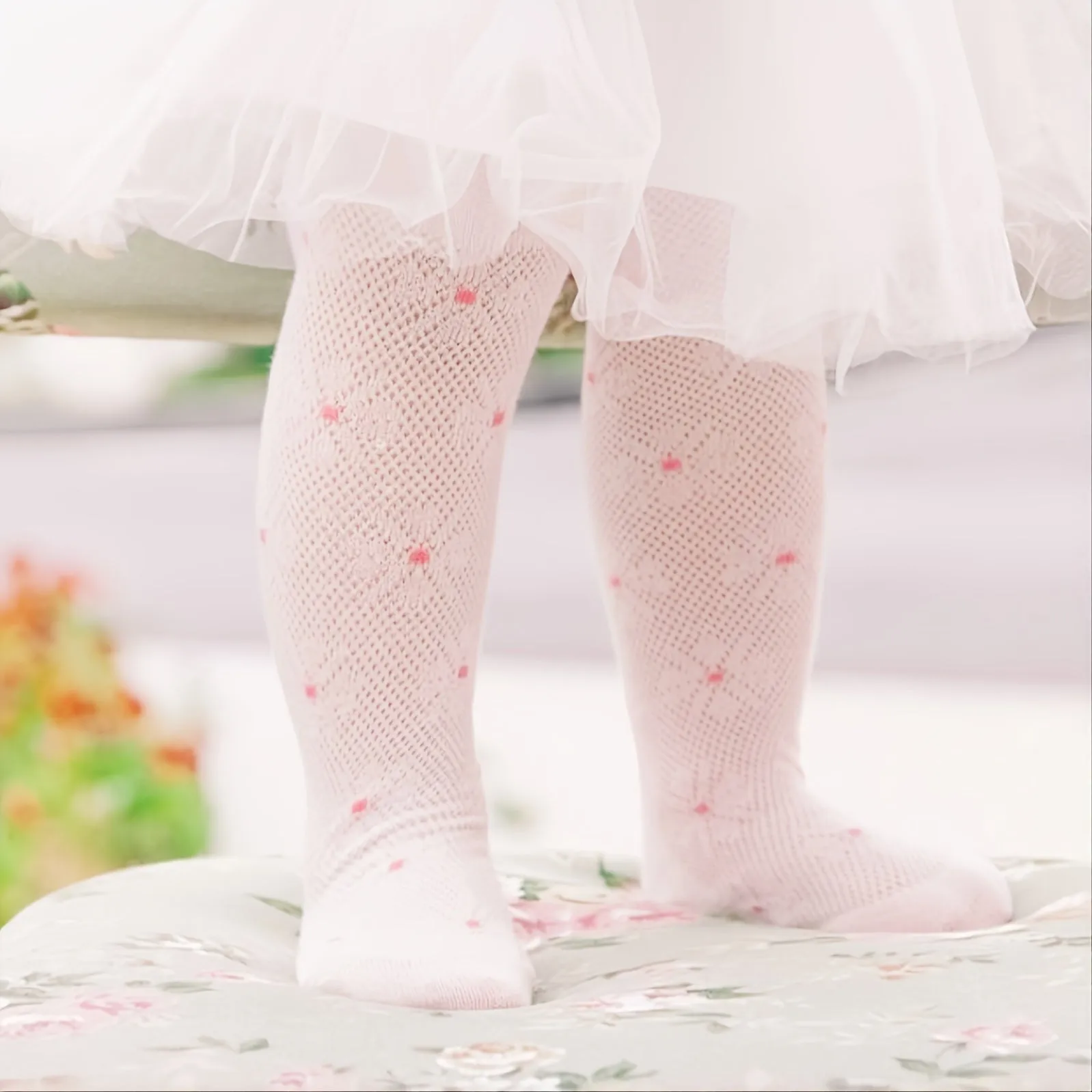 Autumn and Winter Baby Girls Leggings with Lace Bow