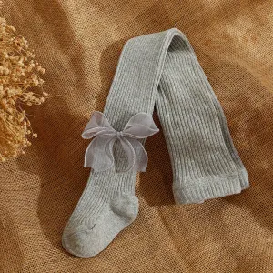 Autumn and Winter Baby Girls Leggings with Lace Bow