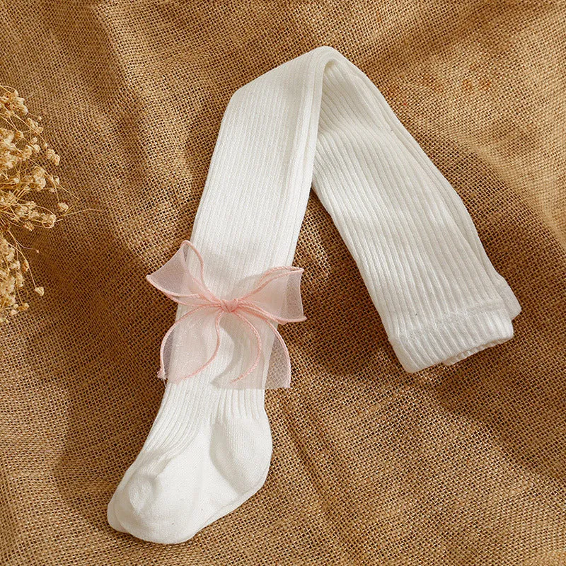 Autumn and Winter Baby Girls Leggings with Lace Bow
