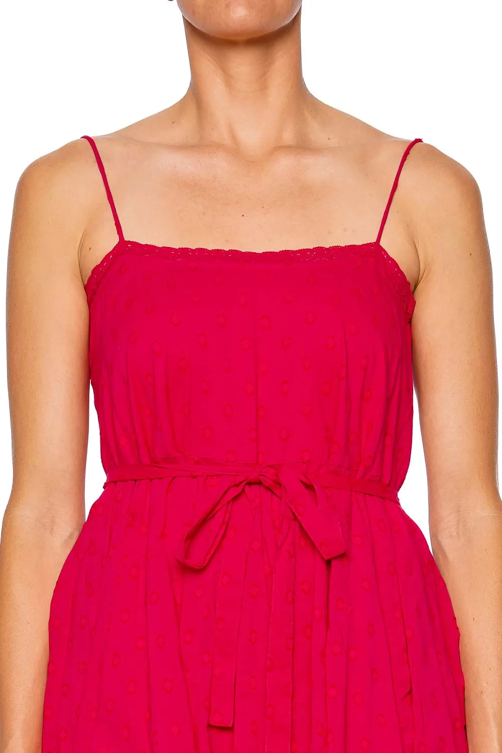 Beatriz Cosmos Dotted Lace Trim Mini Dress