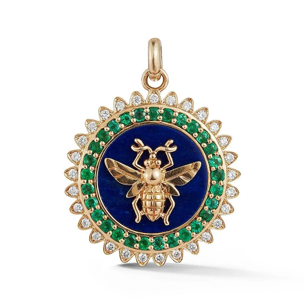 Bee Emerald & Lapis Lazuli Charm