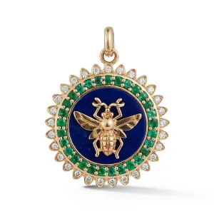 Bee Emerald & Lapis Lazuli Charm
