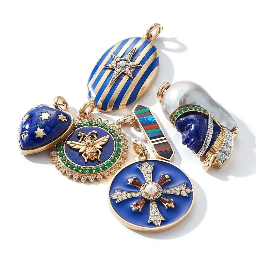 Bee Emerald & Lapis Lazuli Charm