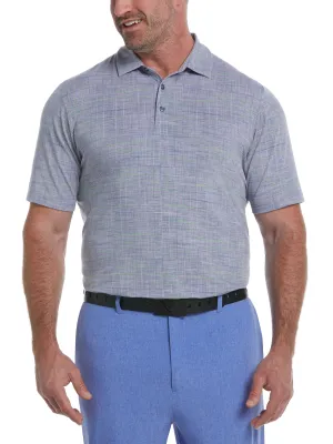 Big & Tall Sun-Worn Texture Print Plaid Golf Polo