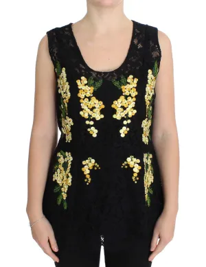 Black Floral Lace Embroidered Blouse