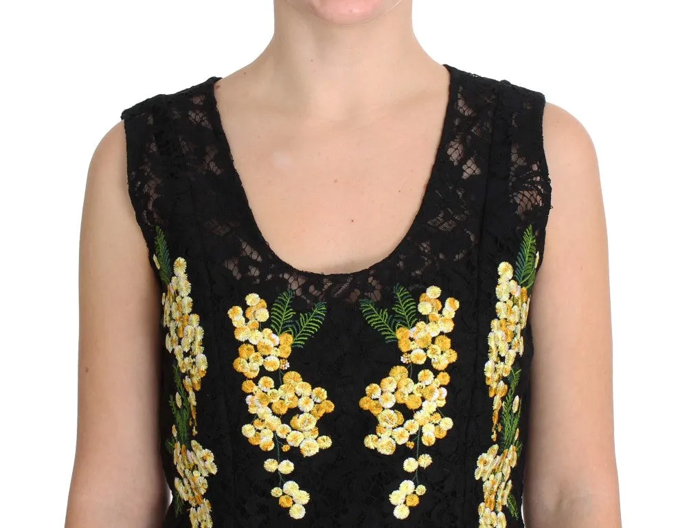 Black Floral Lace Embroidered Blouse
