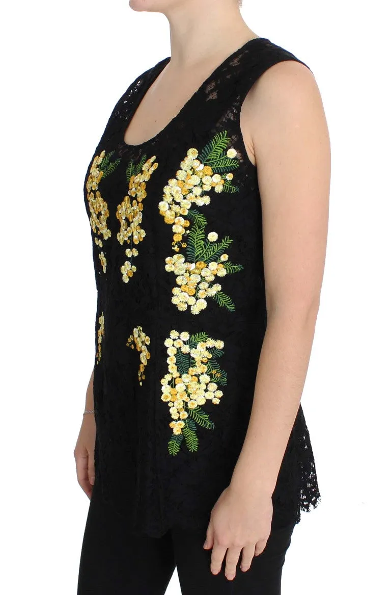 Black Floral Lace Embroidered Blouse