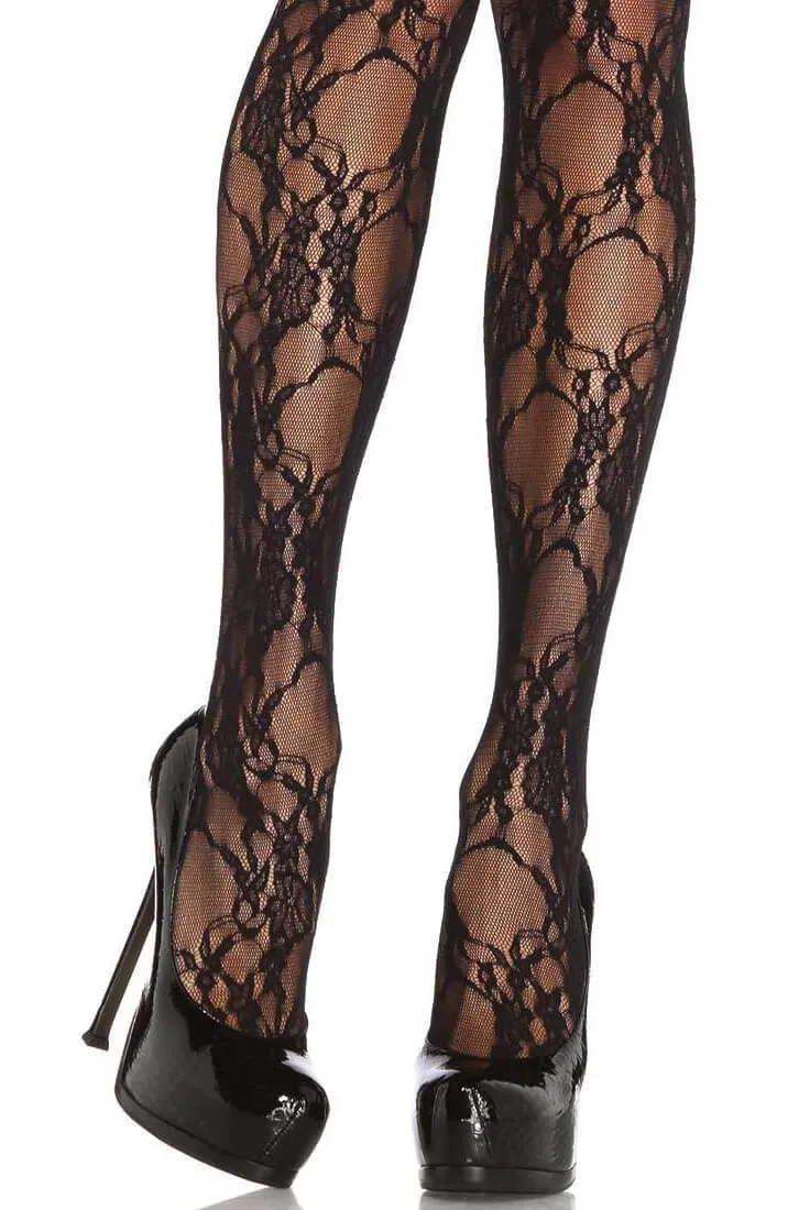 Black lace pantyhose