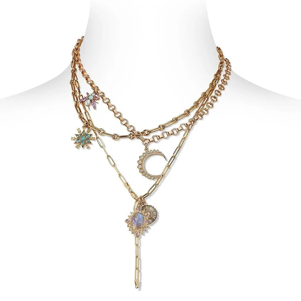 Blue Moonstone & Diamond Charm