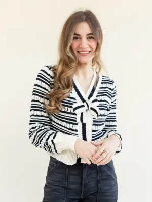 Bow Tie Stripe Sweater Top