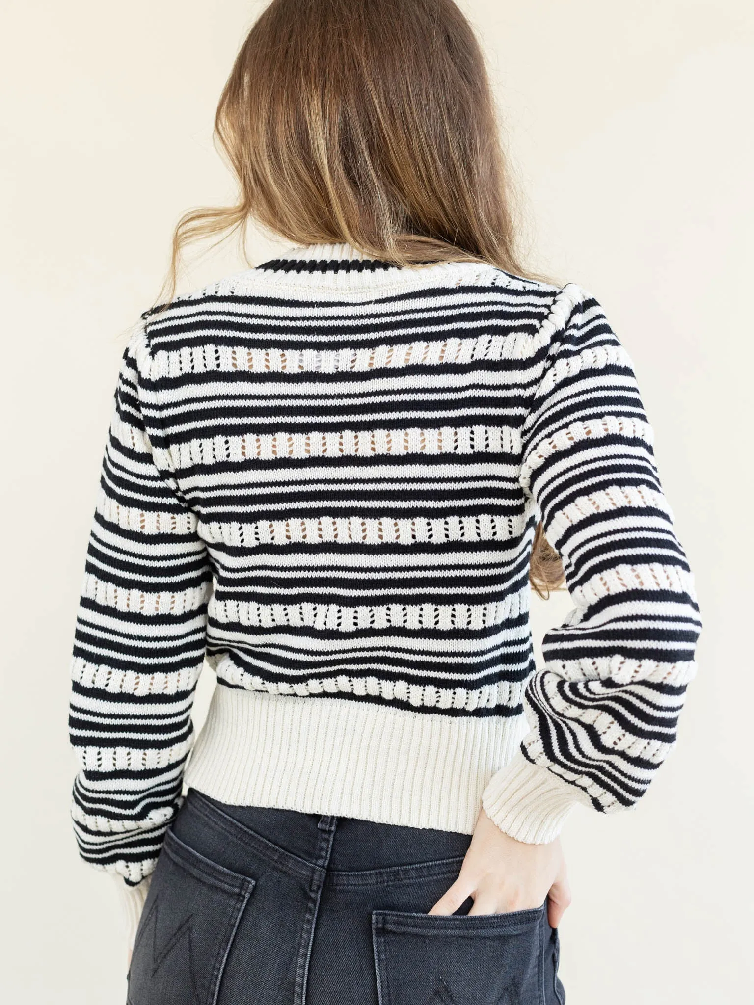 Bow Tie Stripe Sweater Top