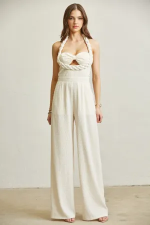 BRAIDED HALTER NECK JUMPSUIT
