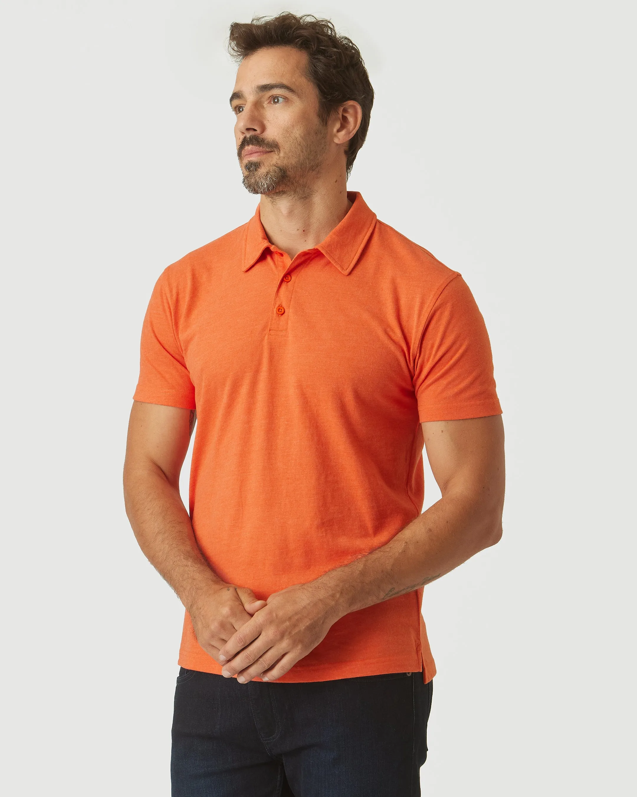 Burnt Orange Heather Short Sleeve Polo