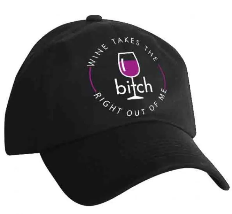 Cap - Wine Takes the Bitch Embroidered - Black