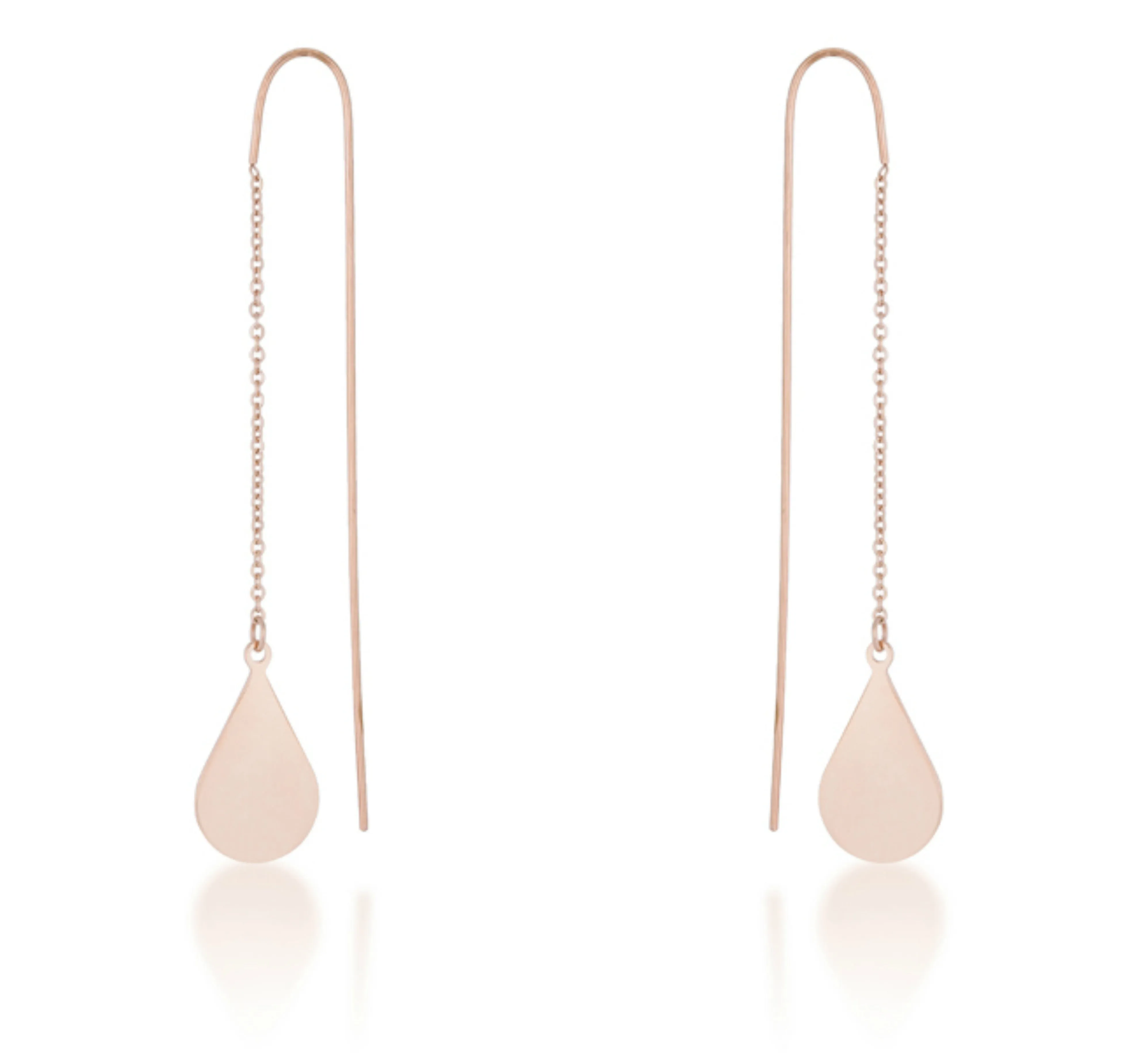 Chloe Stainless Steel Teardrop Threaded Drop Earrings | Stainless Steel | Rose Gold