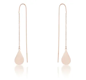 Chloe Stainless Steel Teardrop Threaded Drop Earrings | Stainless Steel | Rose Gold