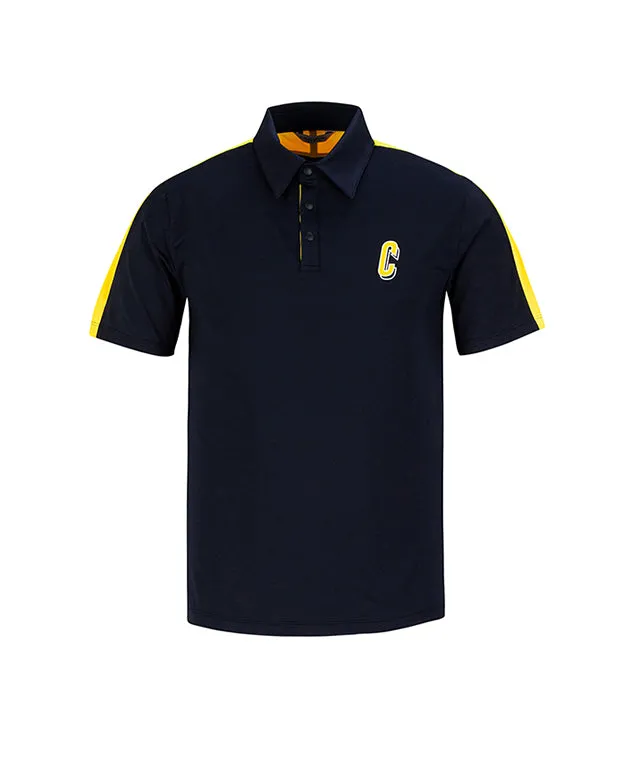 CHUCUCHU Men's Color Matching Point Collar T-shirt Navy