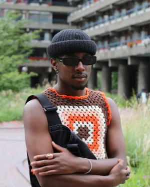 Classic 70s Style Brown Granny Square Crochet Vest