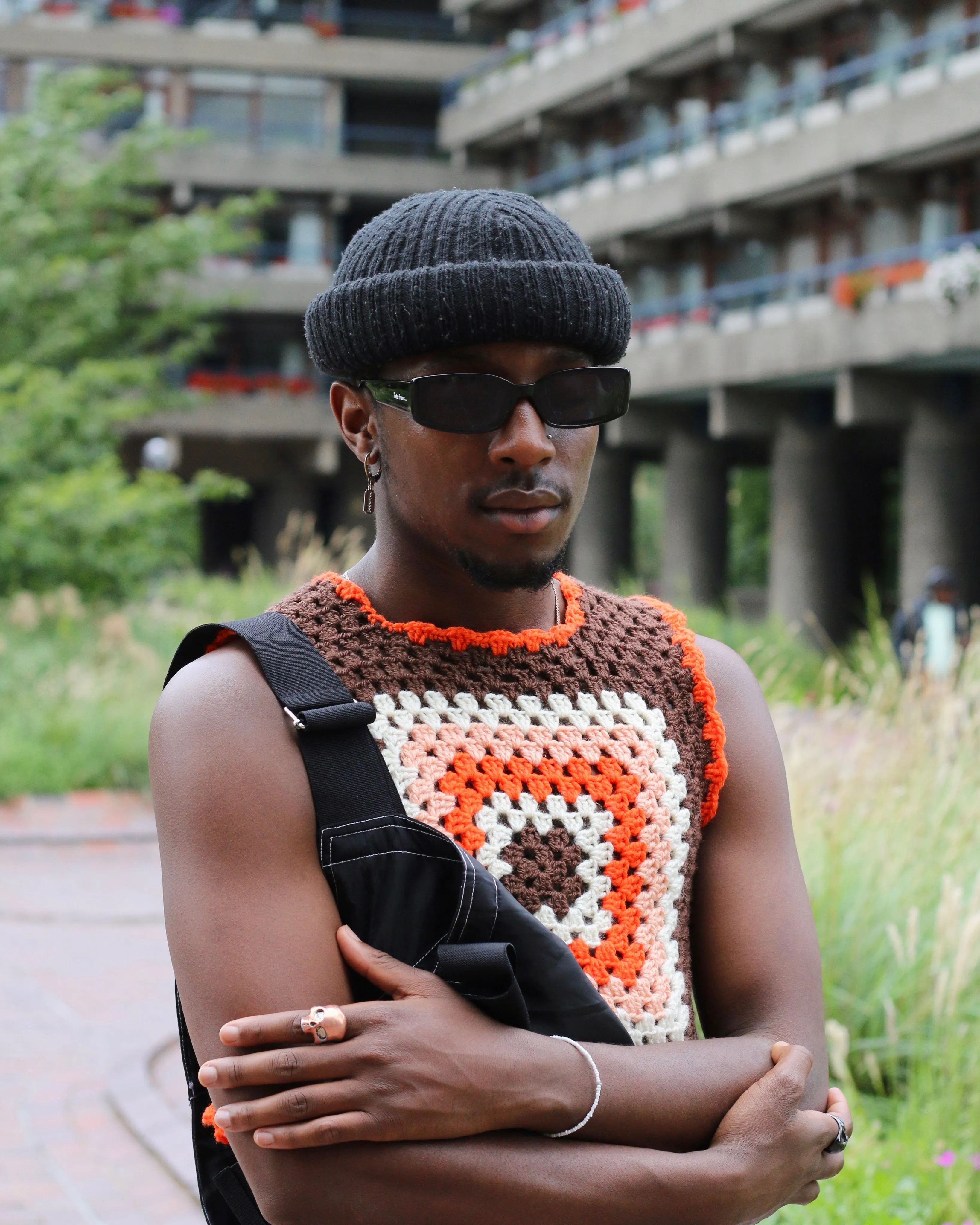 Classic 70s Style Brown Granny Square Crochet Vest