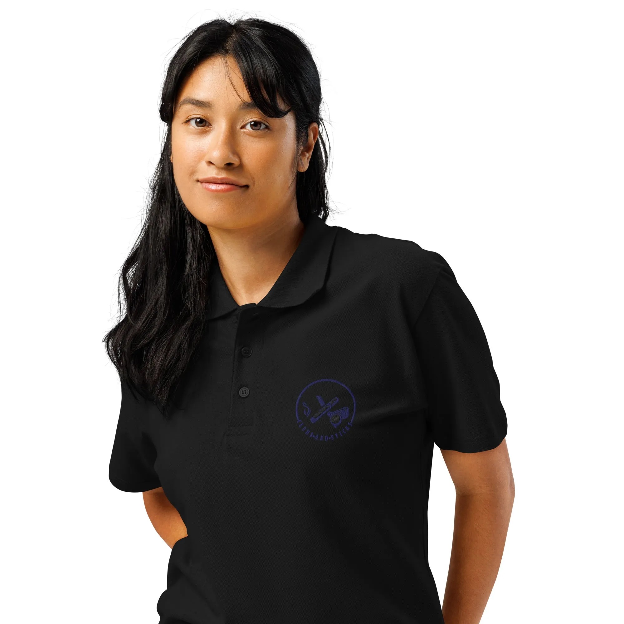 Clubs and Sticks Premium Pique Embroidered Polo Shirt - Navy Blue