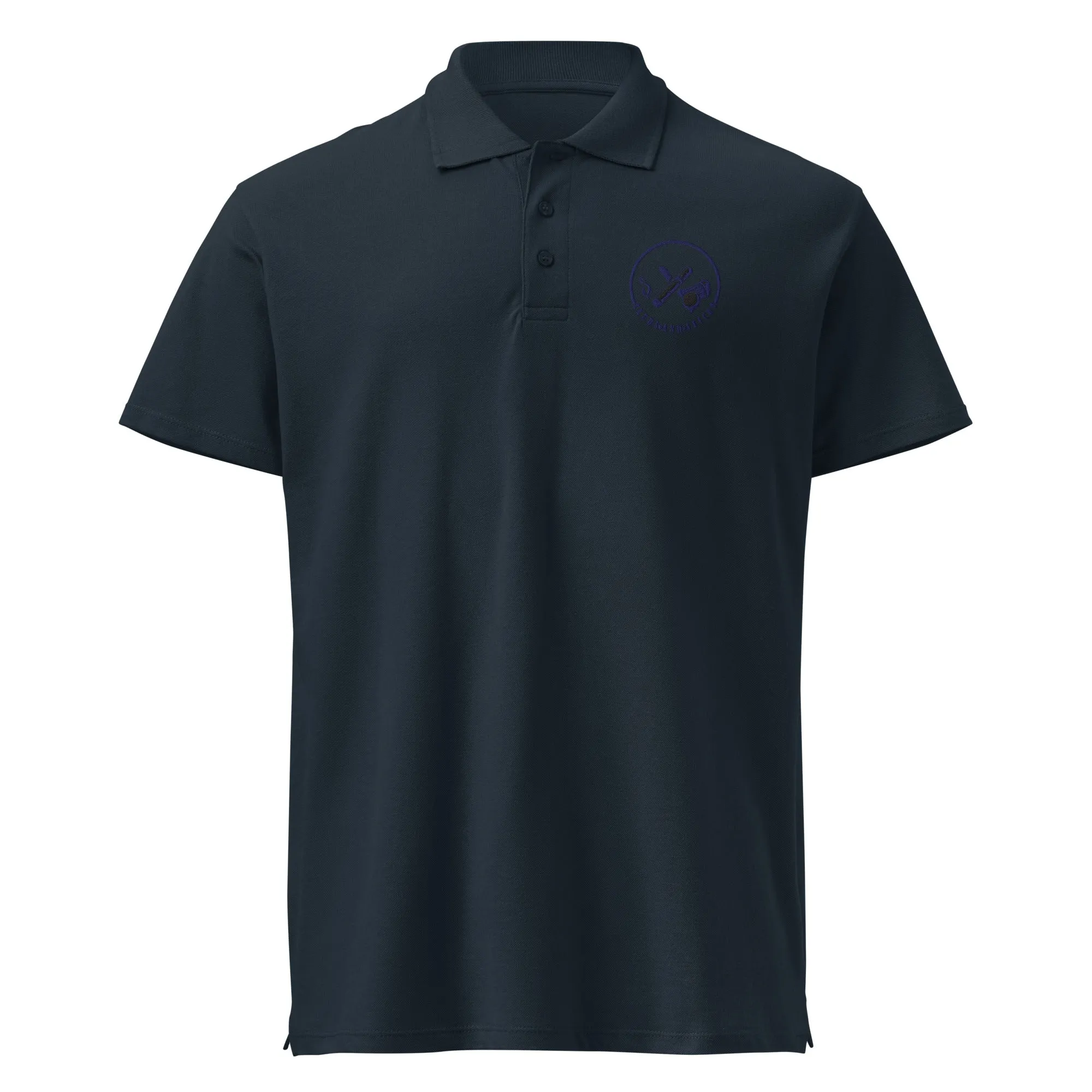 Clubs and Sticks Premium Pique Embroidered Polo Shirt - Navy Blue
