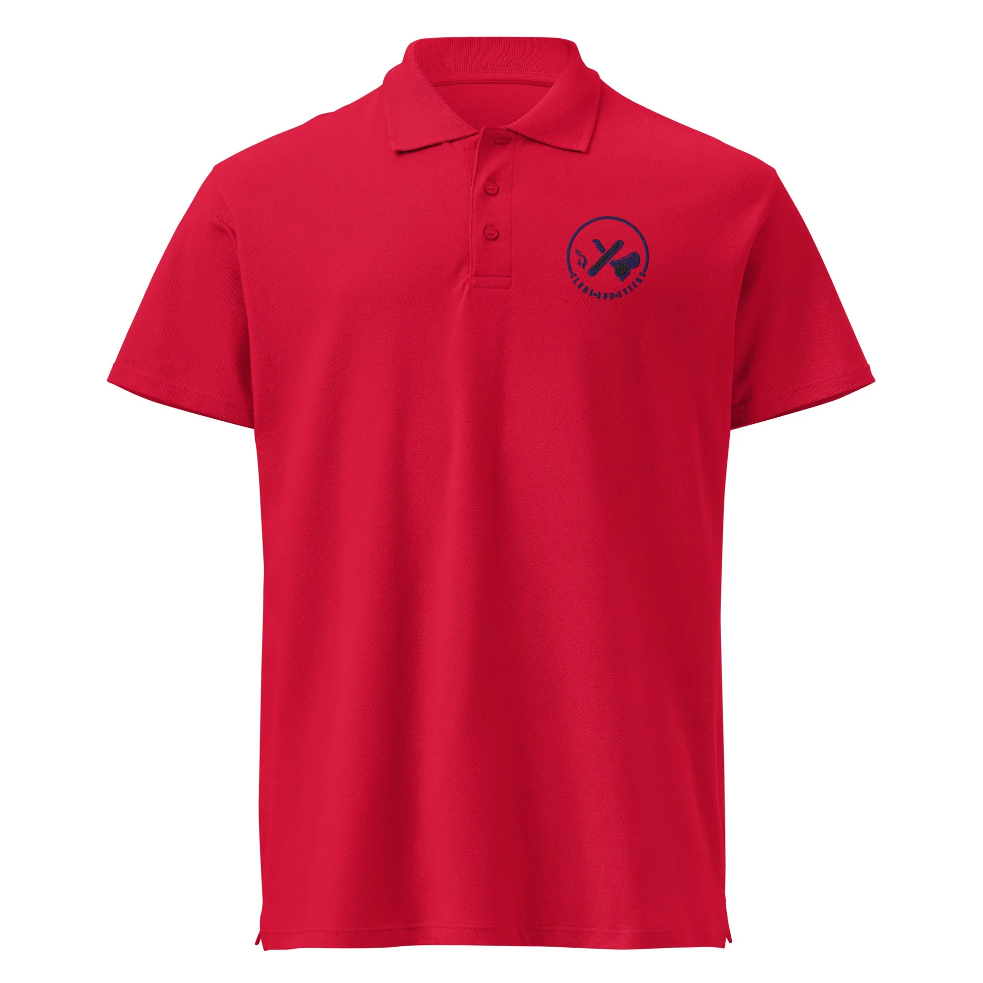 Clubs and Sticks Premium Pique Embroidered Polo Shirt - Navy Blue