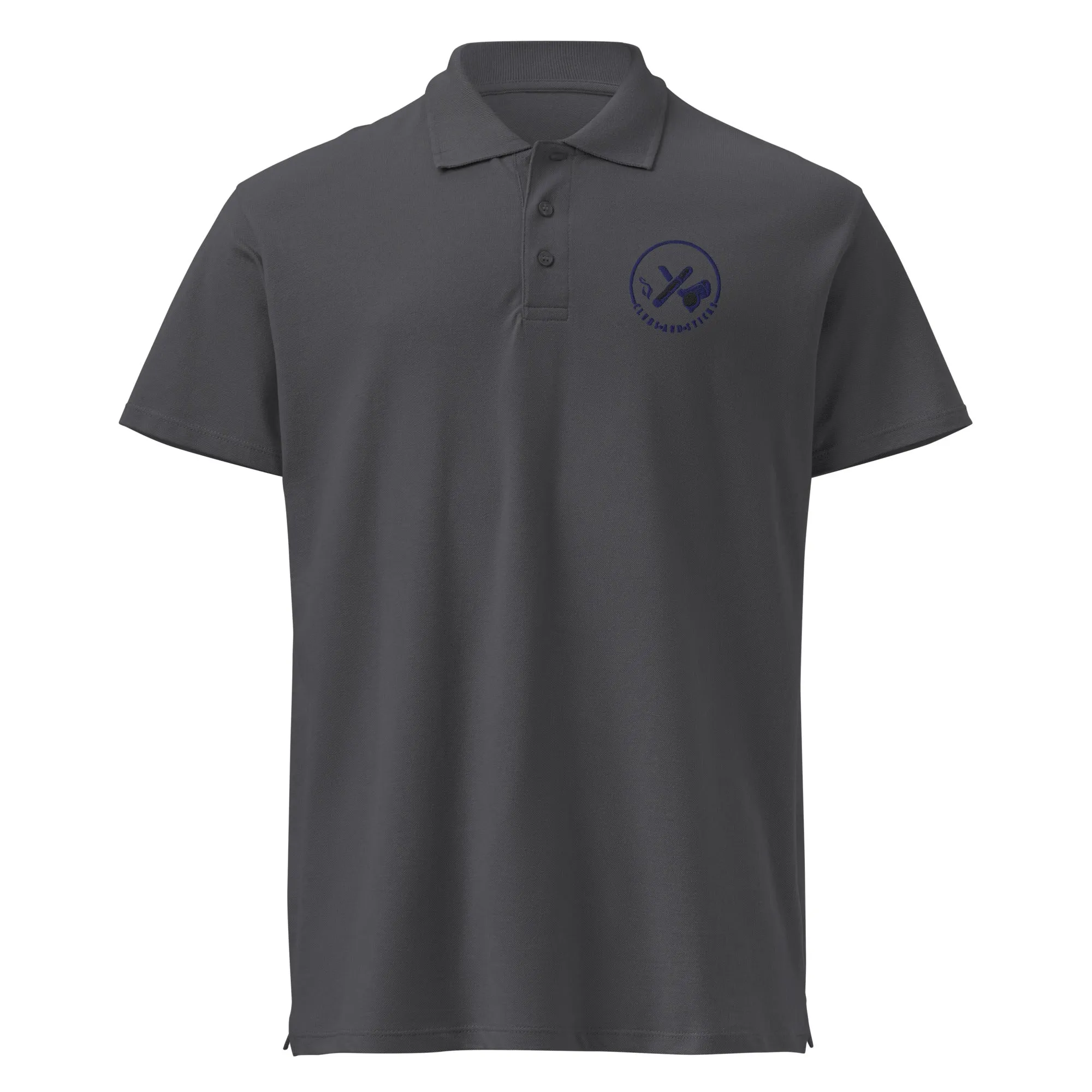 Clubs and Sticks Premium Pique Embroidered Polo Shirt - Navy Blue